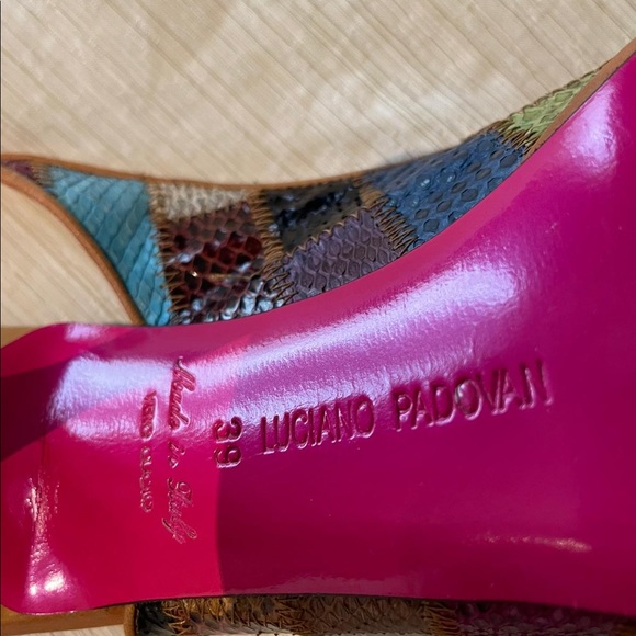 Luciano Padovan Multi Color Python Skin Open Toe - Picture 3 of 7